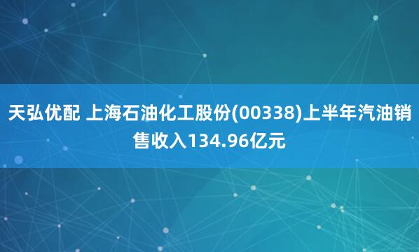天弘优配 上海石油化工股份(00338)上半年汽油销售收入134.96亿元